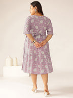 Janasya Light Cotton Floral Tiered Dress | Grocsy