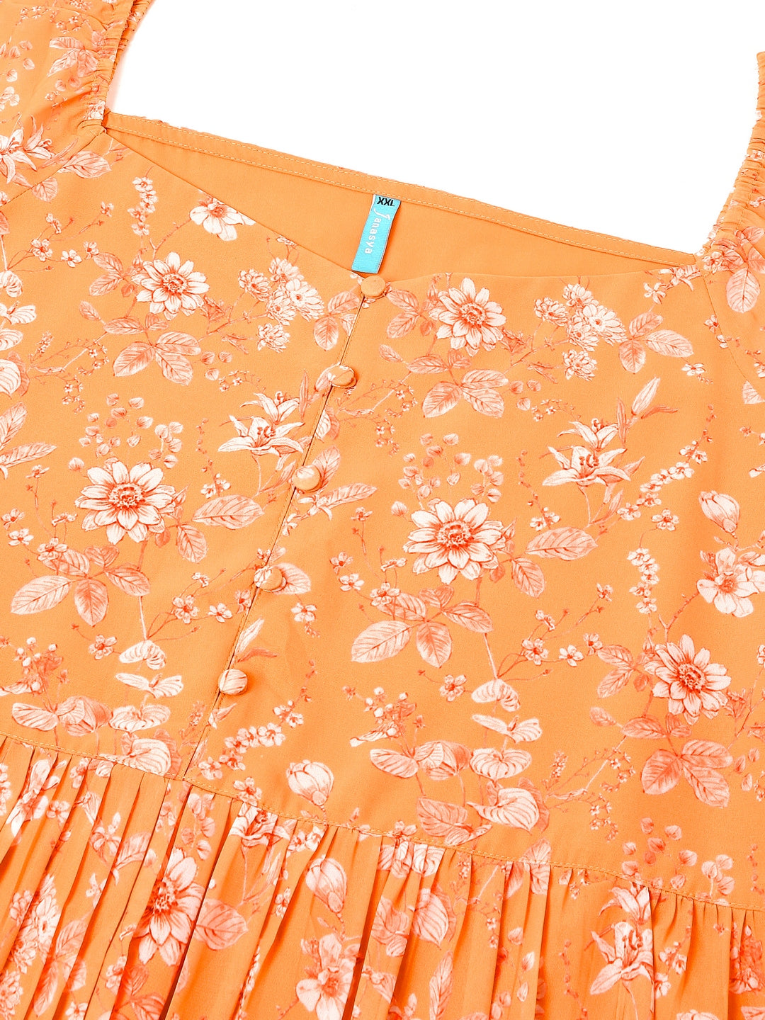 Janasya Bright Georgette Floral Tiered Dress | Grocsy