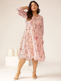 Janasya Light Georgette Floral Tiered Dress | Grocsy