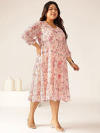 Janasya Light Georgette Floral Tiered Dress | Grocsy