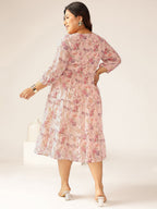Janasya Light Georgette Floral Tiered Dress | Grocsy