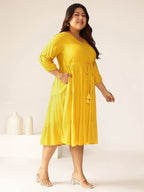 Janasya Dark Rayon Solid Tiered Dress | Grocsy