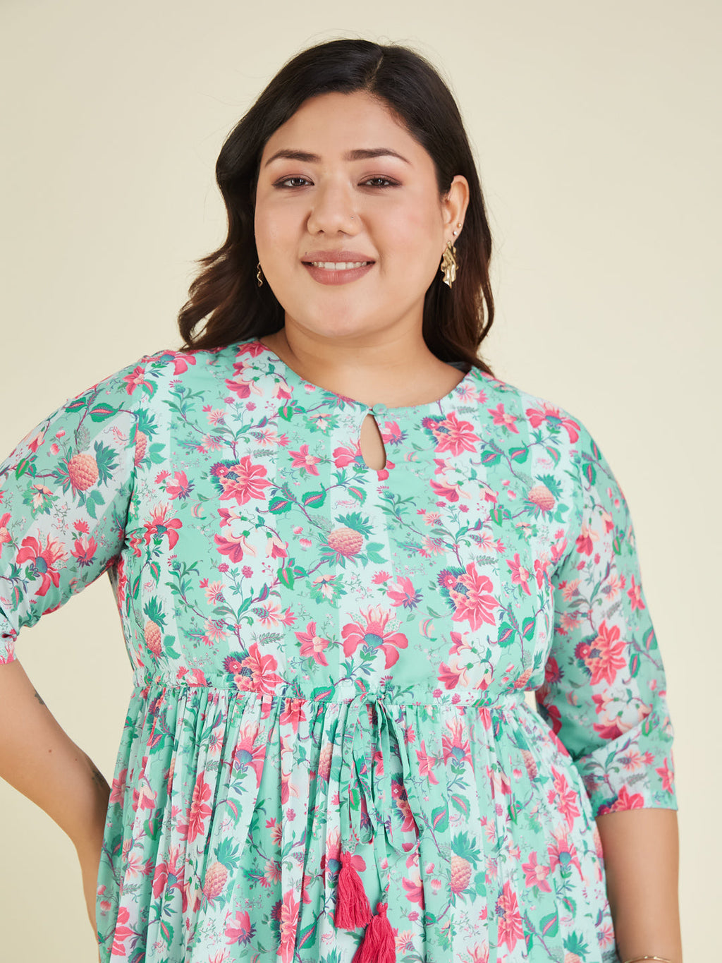 Janasya Light Georgette Floral Fit & Flare Dress | Grocsy