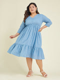 Janasya Light Cotton Schiffli Fit & Flare Dress | Grocsy