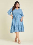 Janasya Light Cotton Schiffli Fit & Flare Dress | Grocsy