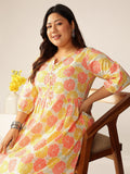 Janasya Light Cotton Floral A-Line Kurta Set | Grocsy