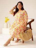 Janasya Light Cotton Floral A-Line Kurta Set | Grocsy