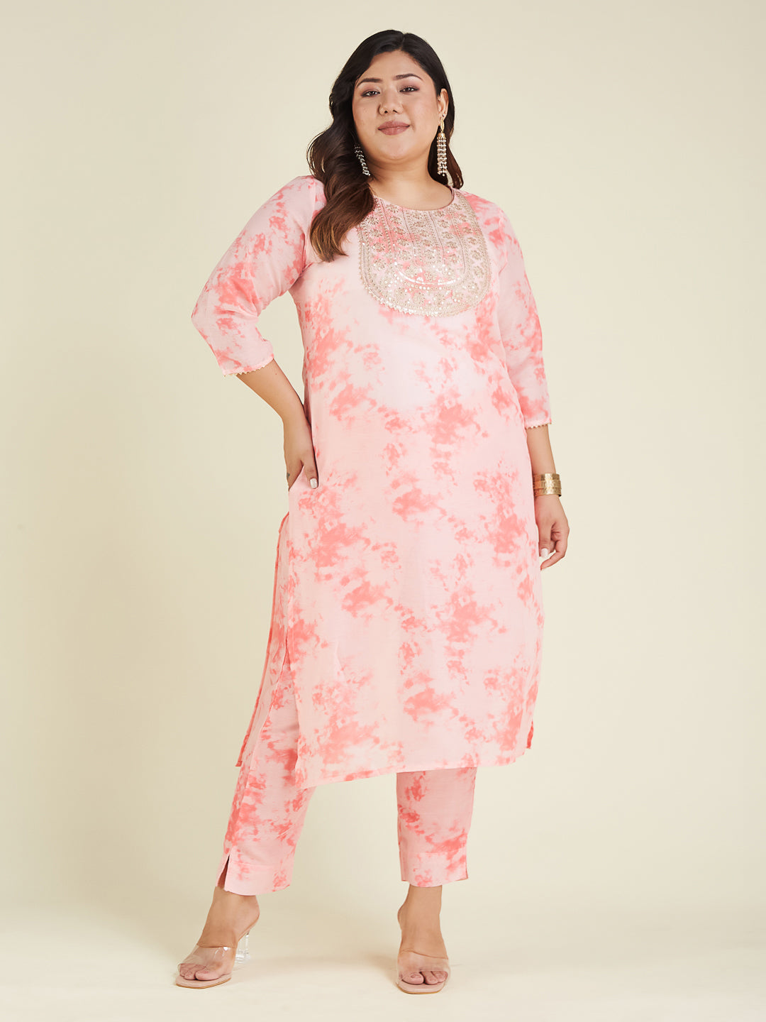 Janasya Light Silk Blend Tie & dye Straight Kurta Set | Grocsy