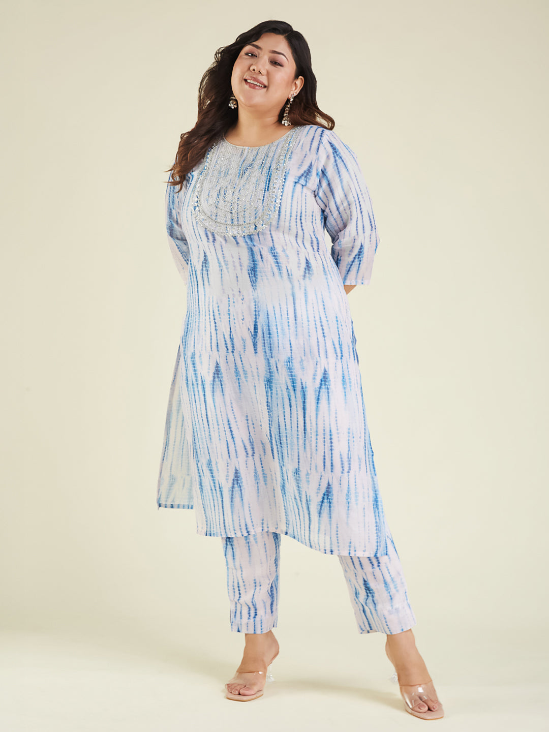 Janasya Light Silk Blend Tie & dye Straight Kurta Set | Grocsy
