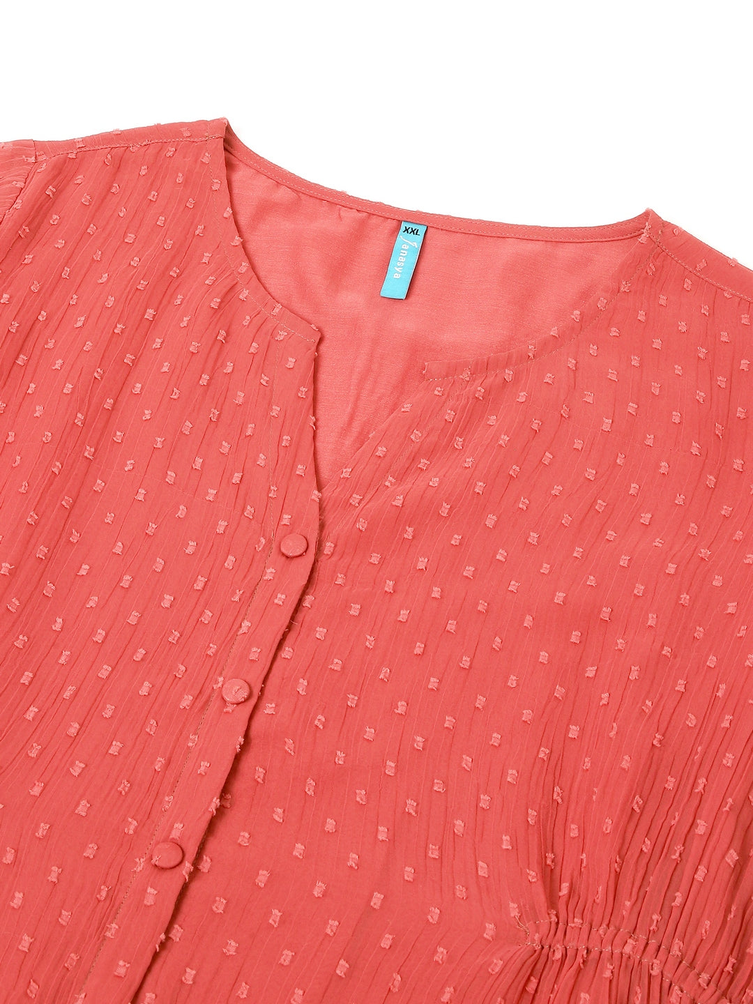 Janasya Light Dobby Chiffon Self Design A-Line Kurta | Grocsy