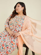 Janasya Light Cotton Floral Anarkali Kurta Set | Grocsy