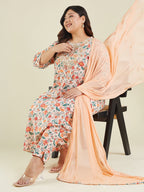 Janasya Light Cotton Floral Anarkali Kurta Set | Grocsy