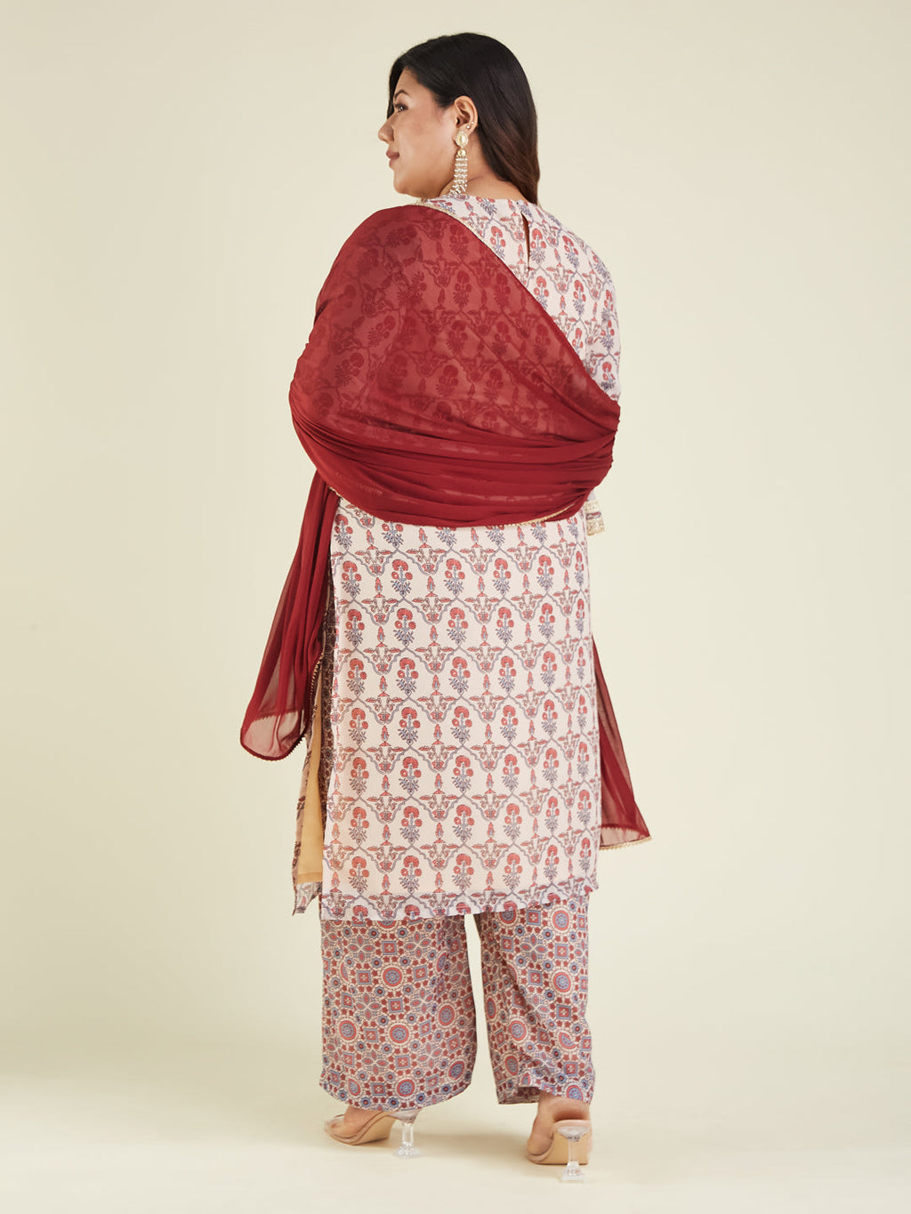 Janasya Light Georgette Yoke Embroidery A-Line Kurta Set | Grocsy
