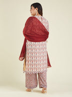 Janasya Light Georgette Yoke Embroidery A-Line Kurta Set | Grocsy