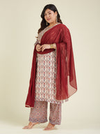 Janasya Light Georgette Yoke Embroidery A-Line Kurta Set | Grocsy