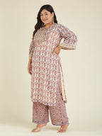 Janasya Light Georgette Yoke Embroidery A-Line Kurta Set | Grocsy