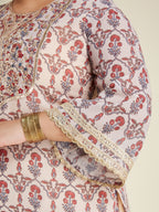 Janasya Light Georgette Yoke Embroidery A-Line Kurta Set | Grocsy