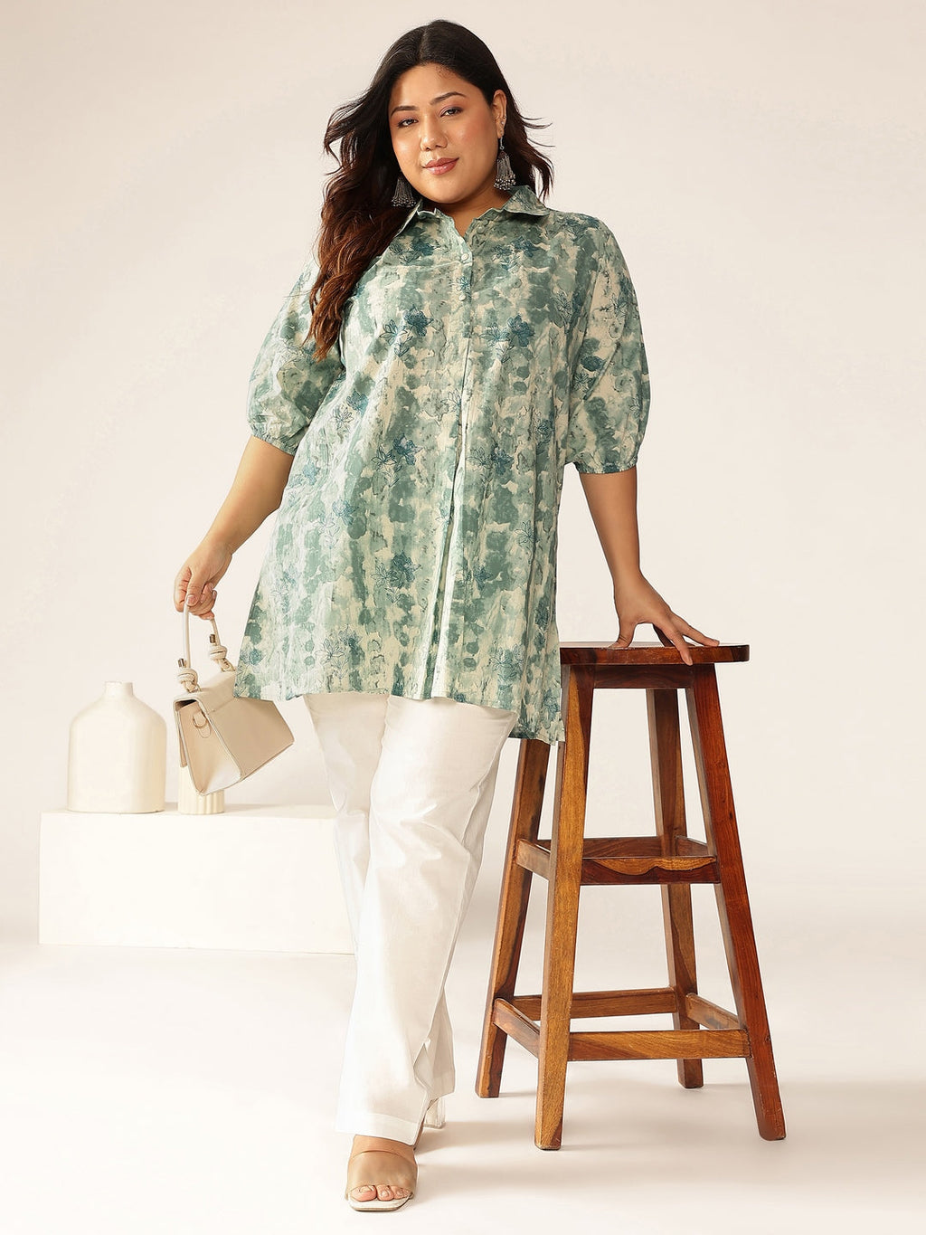 Janasya Dark Cotton Tie & dye Straight Tunic | Grocsy