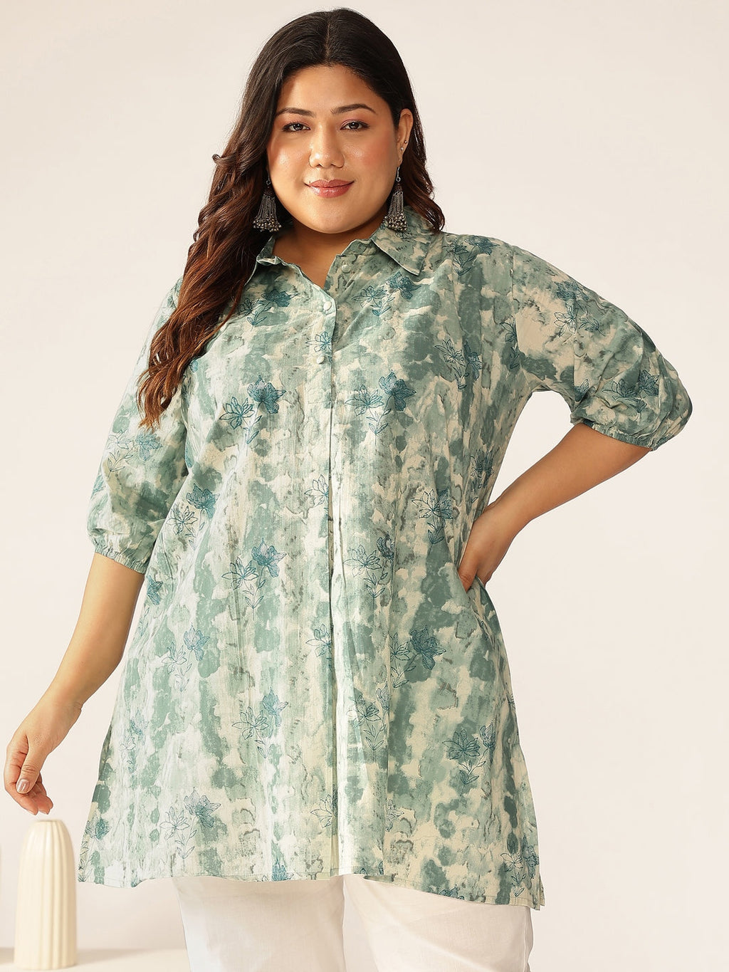 Janasya Dark Cotton Tie & dye Straight Tunic | Grocsy