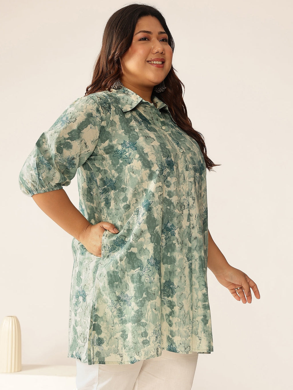Janasya Dark Cotton Tie & dye Straight Tunic | Grocsy