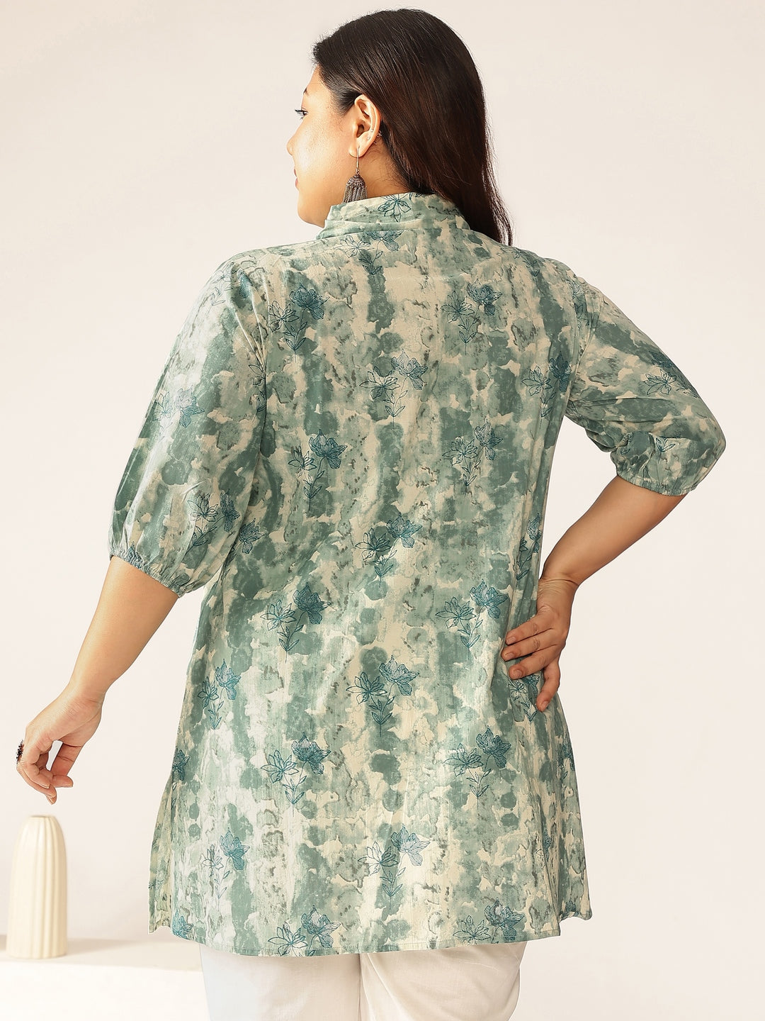 Janasya Dark Cotton Tie & dye Straight Tunic | Grocsy