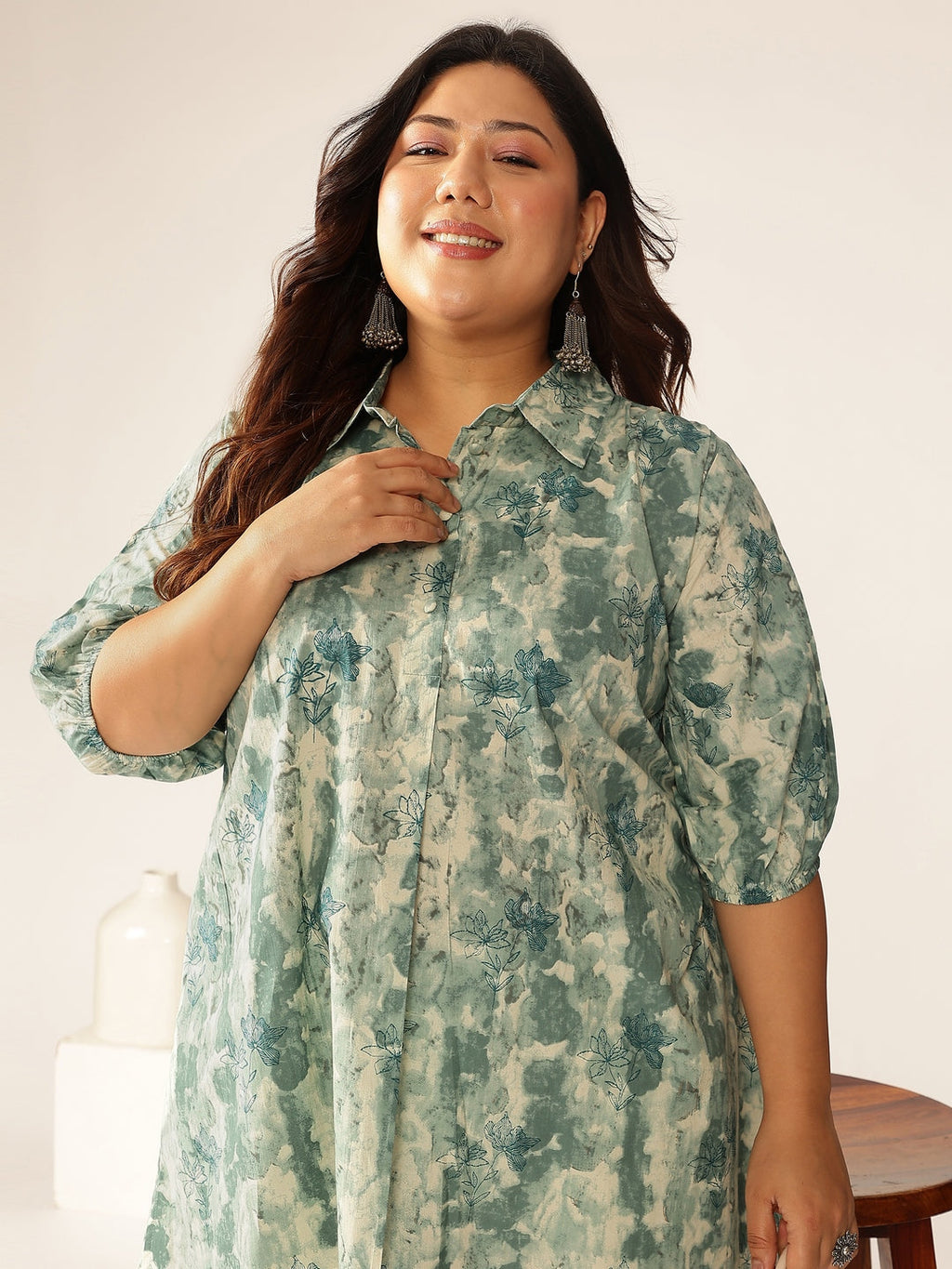 Janasya Dark Cotton Tie & dye Straight Tunic | Grocsy