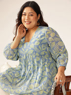 Janasya Bright Georgette Tropical A-Line Tunic | Grocsy