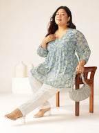 Janasya Bright Georgette Tropical A-Line Tunic | Grocsy