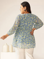 Janasya Bright Georgette Tropical A-Line Tunic | Grocsy
