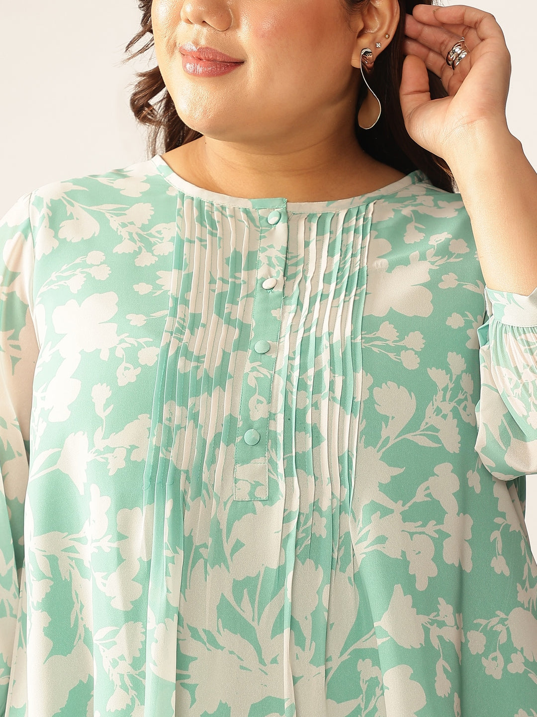Janasya Light Georgette Floral A-Line Tunic | Grocsy