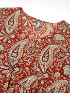 Janasya Dark Cotton Paisley Peplum Tunic | Grocsy