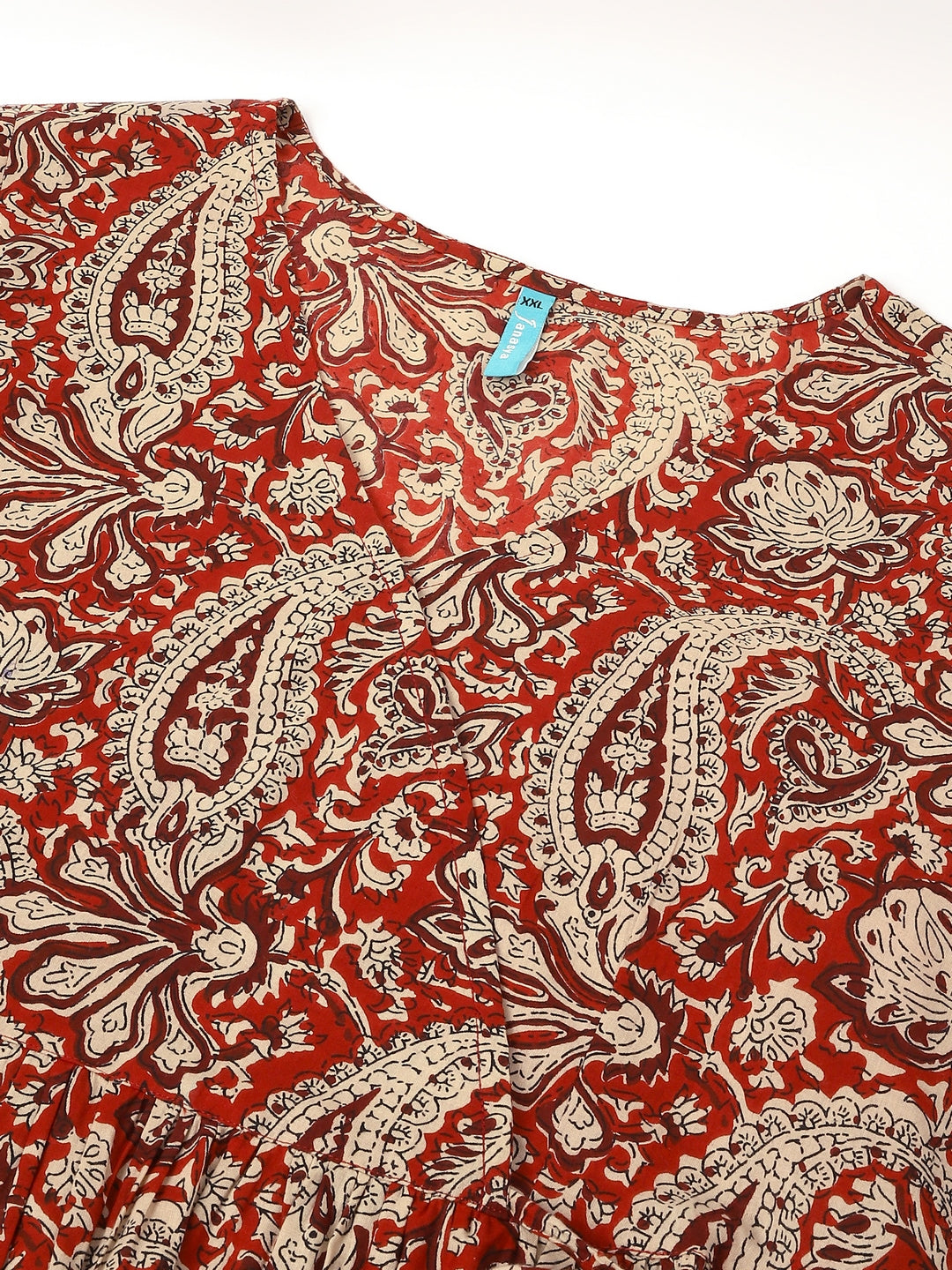 Janasya Dark Cotton Paisley Peplum Tunic | Grocsy