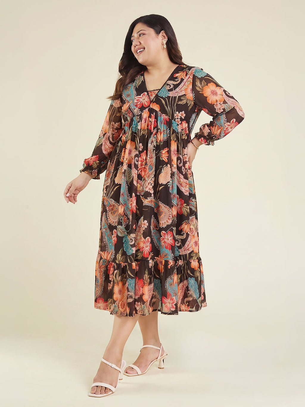 Janasya Black A-Line Georgette Dress | Grocsy