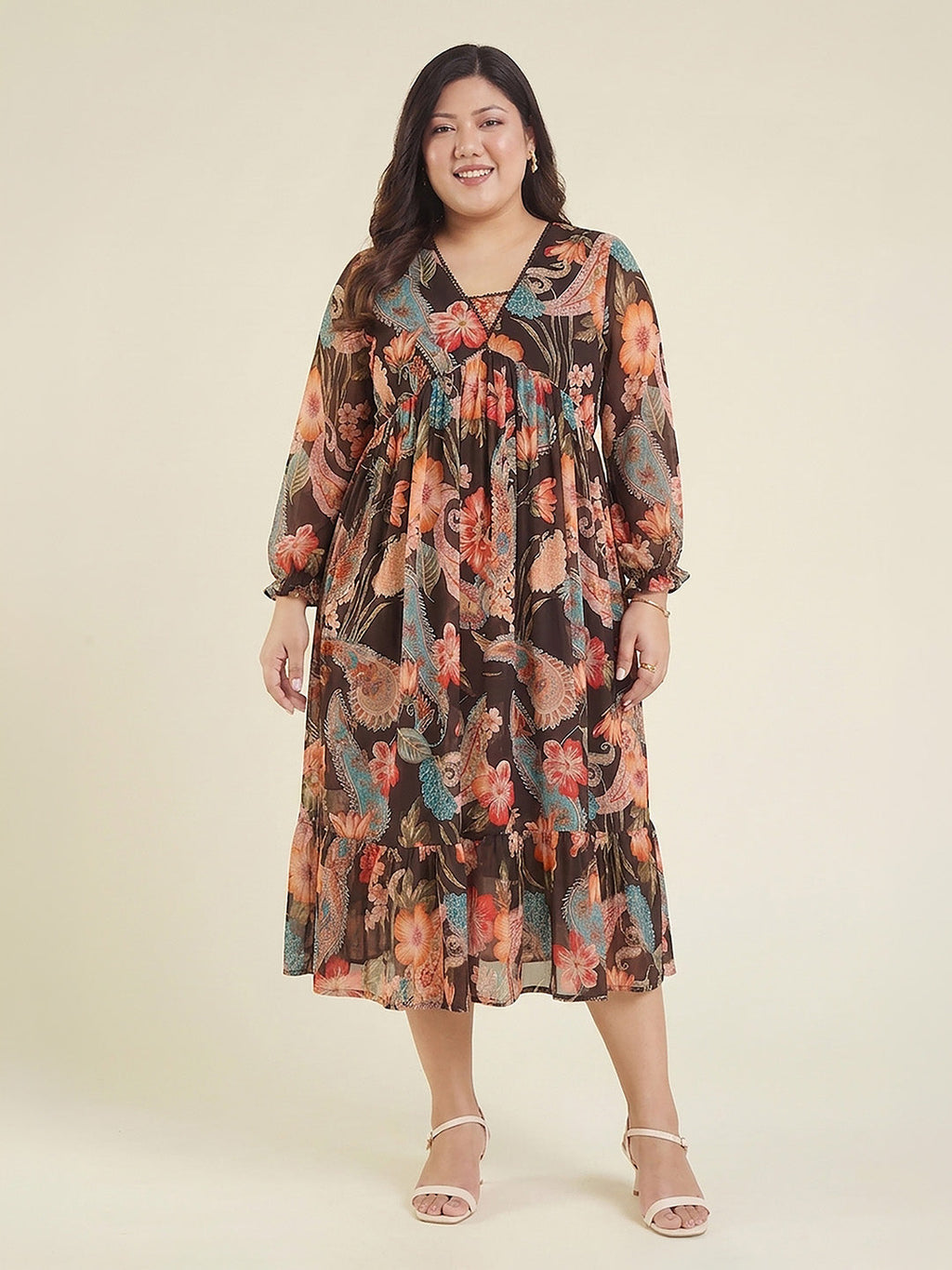 Janasya Black A-Line Georgette Dress | Grocsy