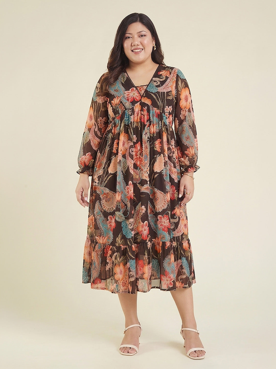 Janasya Black A-Line Georgette Dress | Grocsy