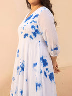 Janasya White Fit & Flare Dobby Georgette Dress | Grocsy