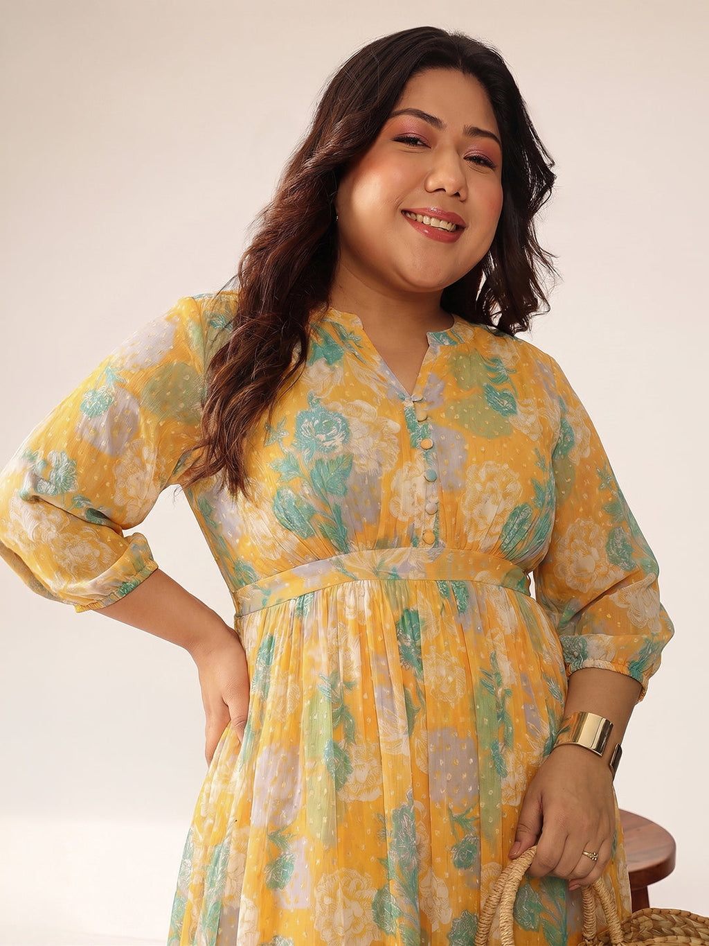 Janasya Orange A-Line Georgette Dress | Grocsy