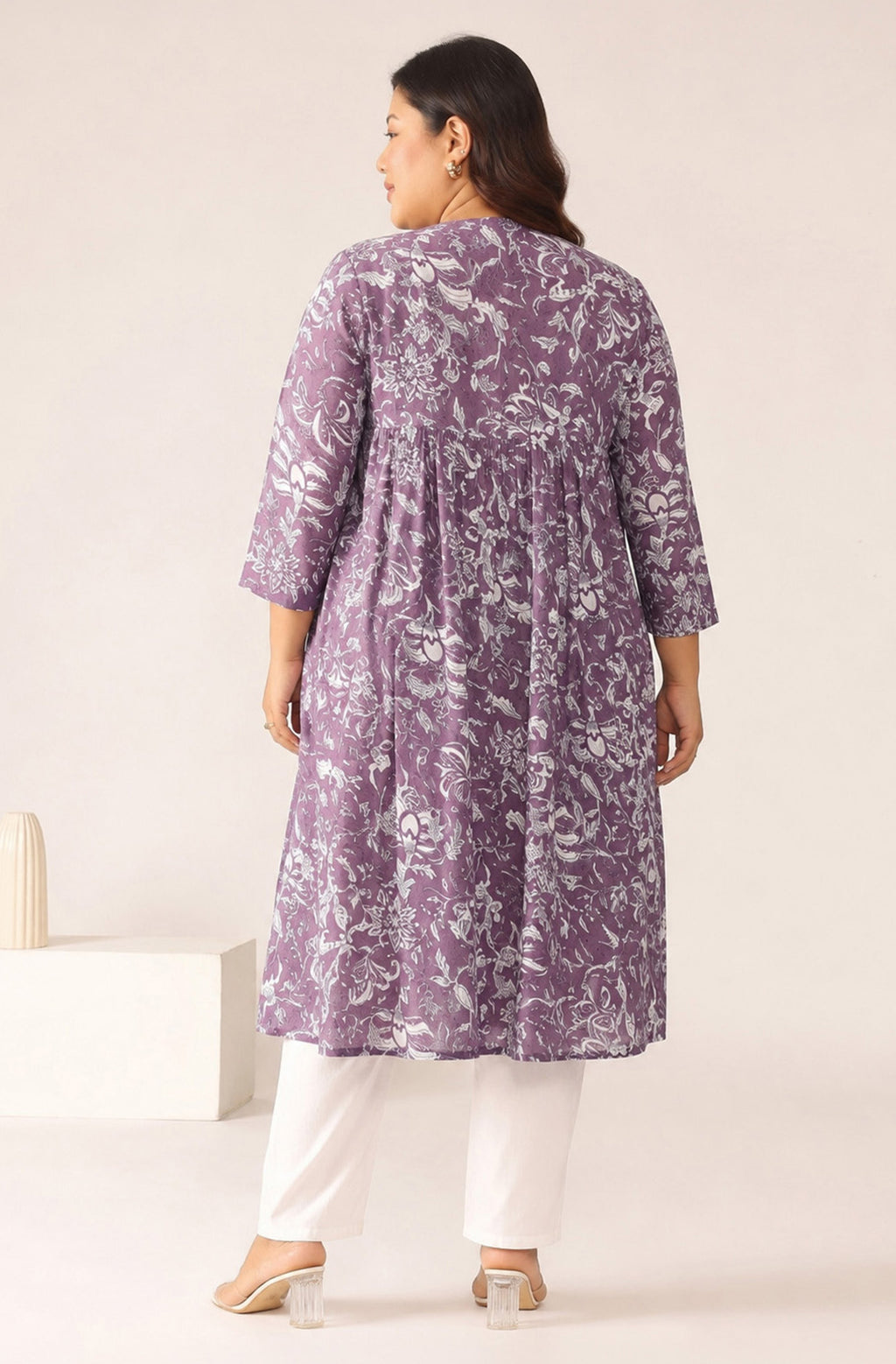 Janasya Mauve A-Line Cotton Kurta | Grocsy
