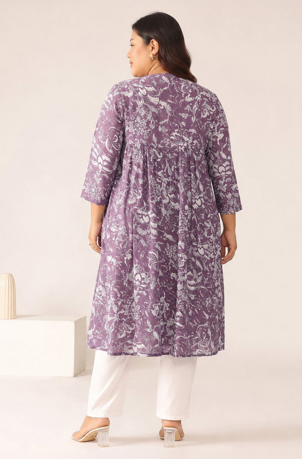 Janasya Mauve A-Line Cotton Kurta | Grocsy