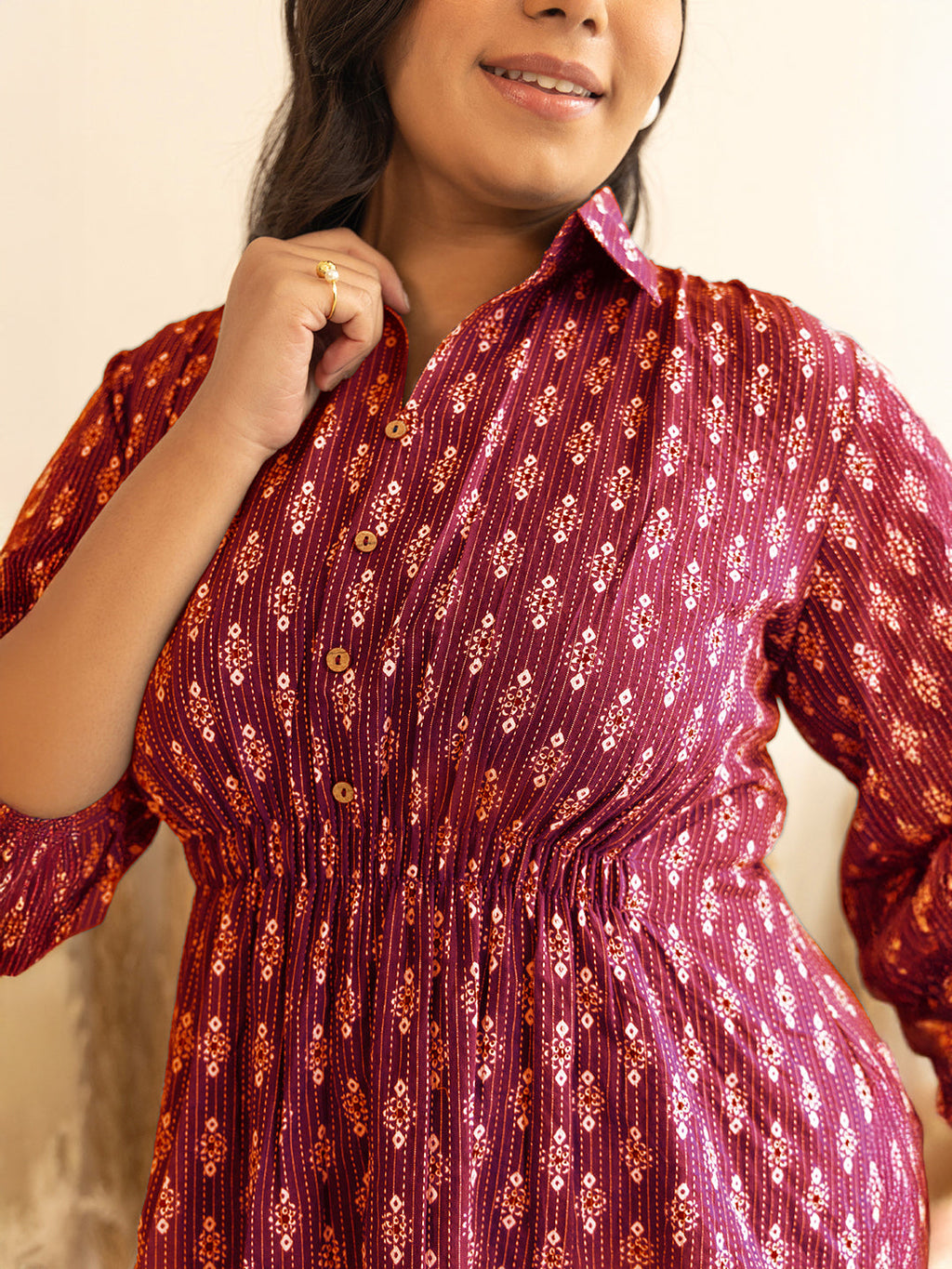 Janasya Red Peplum Cotton Top | Grocsy