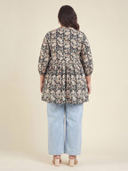Janasya Black A-Line Cotton Tunic | Grocsy