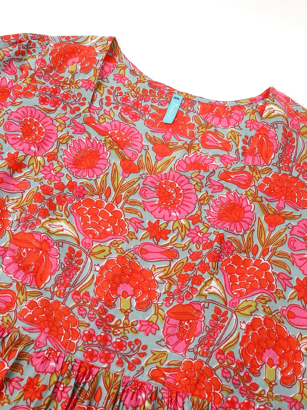 Janasya Bright Cotton Floral Flared Dress | Grocsy