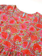 Janasya Bright Cotton Floral Flared Dress | Grocsy