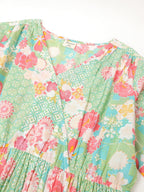 Janasya Bright Cotton Floral A-Line Dress | Grocsy