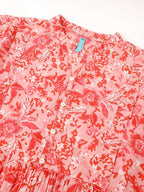 Janasya Bright Cotton Floral A-Line Dress | Grocsy