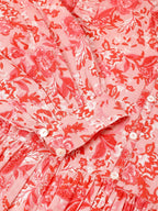 Janasya Bright Cotton Floral A-Line Dress | Grocsy