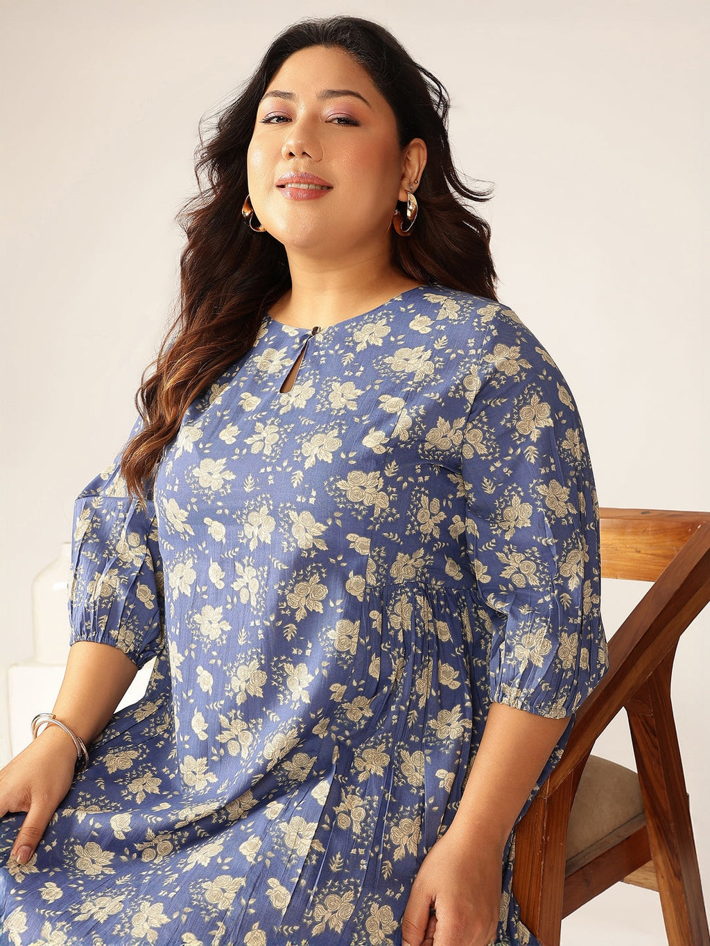 Janasya Bright Cotton Floral Fit & Flare Dress | Grocsy