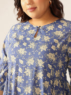 Janasya Bright Cotton Floral Fit & Flare Dress | Grocsy