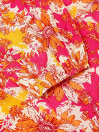 Janasya Bright Cotton Floral A-Line Dress | Grocsy