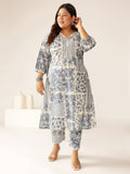 Janasya Light Cotton Floral A-Line Kurta Set | Grocsy